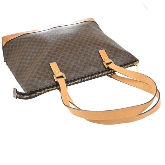 CELINE Logo Macadam Pattern Shoulder Tote Bag PVC Leather Brown GHW - Picture 6 of 16